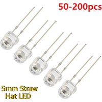 50-200PCS 5mm LED Straw Hat LED Diode F5 Super Bright Light Emitting Diodes Blue Green Red Yellow White DIY Electronic Kit