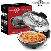 Elektryczna pizzarka Klaif 420 ℃ Piec do pizzy 12 cali, 1200W, 5 oddzielnych poziomów temperatury, odporna na płomienie kamienna płyta, 10 minut.