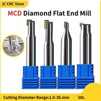 MCD Monocrystalline Diamond End Mill 3/4/5mm Length CNC Carbide Flat Milling Cutter for Acrylic Copper Al High Gloss Polishing