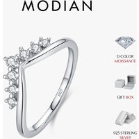 MODIAN Dazzling Moissanite Lab Diamond Rings 925 Sterling Sliver Stackable Crown Finger Rings For Women Party Fine Jewelry