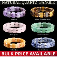 JD 9x15mm Natural Stone Amethyst Yellow Tiger's Eye Square Beads Bangle Charms Yoga Men Women Meditation Amulet Wrist Bracelet