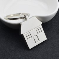 50 Pcs Chrome Metal House Shape Keyring Shiny Key Ring Chain Lover Wedding Gift
