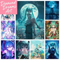 Frameless,Singer Miku DIY Diamond Painting Kawaii idol 5D Diamond Embroidery Cross Stitch Second Dimension Girl Mural Home Decor