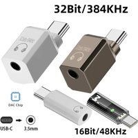 USB C Headphone Jack Converter Type-C to 3.5mm Amp DAC 32Bit/384KHz Hi-Res Audio Adaptar Digital Decoding Chip for Mobile Phone