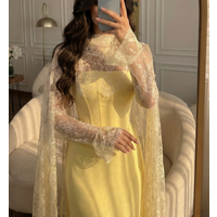 Yellow Lace Elegant Prom Dress Wedding Party Dress Evening Dresses Floor Length Vintage Luxury vestidos de gala Customized