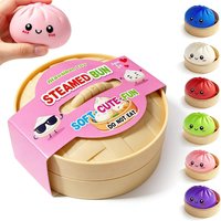 Colorful Dumpling Stress Balls Squishes Dough Fidget Sensory Dumplings Bun with Steamer Stretchy Stress Relief Toy