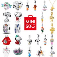 AliExpress MINISO Snoopy Basket Watermelon Bicycle Flower Pendant Original 925 Silver Charming And Suitable For Diy Bracelets For Women