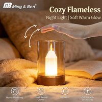 LED Night Light Rechargeable Flameless Candle Motion Sensor Dimmable USB Charging Soft Warm Bedroom Portable Table Bedside Lamp