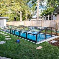 Retractable Automatic Swimming Pool Safety Cover Custom Dome Hard Pool Cover Electric Solar Feature Mobile Sunroom Glass Housepr