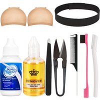 Lace Wig Install Kit,Wig Install Kit For Beginner,HD Wig Cap ,Waterproof Lace Glue,Edge Brush, Melting Elastic Band,Tweezer,Comb