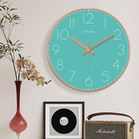 Solid Color Wall Clock Minimalist Turquoise Silent Noiseless Round Clock Nordic Style Decor Timepiece for Bedroom Office Kitchen