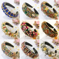 2023 New Luxury Baroque Sparkly Padded Rhinestones Headbands Women Full Crystal Hairbands Wide Headwear Pearl Hair Accessories