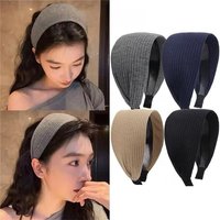 Internet Celebrity's Same Solid Color Wide Edge Striped Yarn Headband High Head Headband French Gentle Atmosphere Hair Accessory