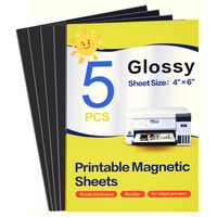 5 Sheets Printable Magnetic Sheets Make Refrigerator Photo Magnet Glossy Print Paper for Inkjet Printers 4 x 6 inch sticker