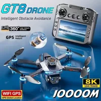 New GT8 Mini Drone WIFI FPV Hover Professional 8K Cameras Pocket Coloful Lights Dron Rc Plane Foldable Quadcopters RC Toys Gifts