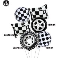 Racing Car Party Balloons set Checkered Flag Tire Wheel Aluminum Foil Balloons for Boys Birthday Racing Theme Decorations