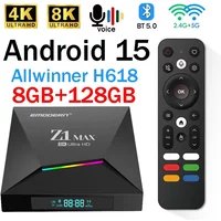 Z1 Max TV Box Android 15 IPTV Allwinner H618 Quad Core 4G 5G Dual WiFi HD 8K 4K Odtwarzacz multimedialny BT 5.0 Obsługa zdalnego sterowania głosowego TV Box