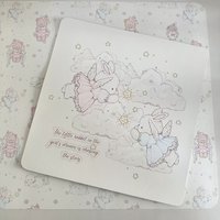 Original Angel Bunny Leather Desk Mat Pink Cartoon Waterproof Mouse Pad with Non-Slip Base, Cute Study & Office Decor for Girls