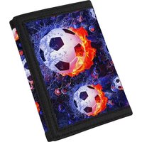 Soccer Fire Flame Print Boys Wallet for Kids 9-12 for Boys RFID Trifold Wallet Outdoor Sports Wallet for Travel Wallet CoinPurse