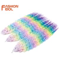 FASHION IDOL Ariel Twist Crochet Hair Synthetic 22 Inch 3 PCS Water Wave Hair Extensions Ombre Rainbow Color Braid Curly Hair