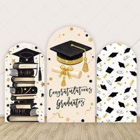 2026 Graduation Arch Cover Background Graduation Party Bachelor Cap Books Decoration Congrats Grads Backdrop