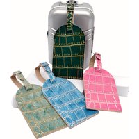 Crocodile Embossed Gold/Silver Color Border Luggage Tag Hanging Tag Suitcase Tag With Name ID Cards Anti-lost Travel Accessories