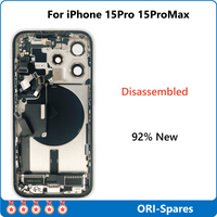 Tear Down Middle Housing Frame with Charging Port for iPhone 15 Pro Max 15 Plus, Back Glass with NFC Wireless Flex, 92% New