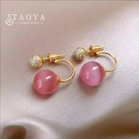 Pink Opals Stone Pendant Drop Earrings for Girls Elegant Sweet New Design Jewelry Versatile Accessories 2026 Style For Women