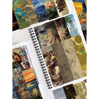 30PCS Vintage Bookmarks Art Painting Style Paper Bookmarks Double sided World Famous Painting Series Explanation Bookmark