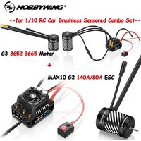 HOBBYWING EZRUN MAX10 G2 140A/80A 2-3S ESC w/ 3652 3665 G3 Motor Waterproof Brushless Sensored Combo Set for 1/10 RC Car Truck