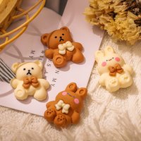 20pcs Nail Art Bear Shaped Nail Charms Teddy Bear Bow tie Milk Tea Color 3D Cute Animal Nail Art Decoration Supplies Parts DIY