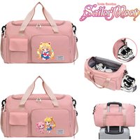 Sailor Moon Cartoon Tote Travel Bag Large Capacity Clothes Storage Bags Gym Duffle Pack with Shoe Compartment Portable HandBags