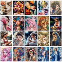 CHENISTORY Paint By Number Cartoon Girl Kits Handpainted DIY Picture By Number Drawing On Canvas Home Decoration