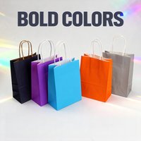 Multicolor Kraft Paper Gift Bags with Handles, Reusable - for Birthday, Party, Wedding, Retail
