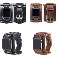 Punk Leather Band Strap for Apple Watch 7 6 5 4 3 SE iWatch 38 40 41 45 42 44mm Smartwatch Accessories