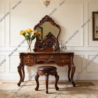V European Bedroom Solid Wood Retro Dressing Table American Carved Small Apartment Dressing Table