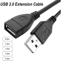 USB 2.0 A Male to Female Data Sync Black Charger Extension Cable Cord USB Cable for PC Laptop Keyboard Camera Printer Connector
