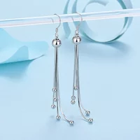 Popular Brands 925 Sterling Silver noble Tassel bead earrings for women fashion party wedding designer jewelry Holiday gifts