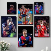 1PC L-Lamine Football Star Y-Yamal Poster Self-adhesive Art Waterproof Paper Sticker Coffee House Bar Room Wall Decor