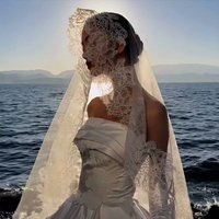Bride Romantic Veil Full Lace Luxury 2024 New Cathedral Wedding Accessories Long White Veil Custom Made Veil