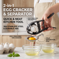 Egg Cracker Egg Separator Stainless Steel Handheld Egg Opener with Egg Yolk White Separator Eggshell Cutter Egg Cracking Tool