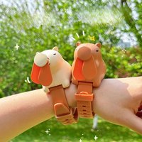 Cute Capybara Watch Small Fan Silent High Wind USB Charging Wrist Fan Portable Wearable Cooling Gadget for Office School