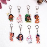 1/15Pcs Disney Cartoon Moana Car Keychain Accessories Acrylic Cute Charms Pendant For Bag Funny Key Holder Backpack Decoration