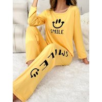 Women's Casual Cute Printed Long-Sleeve Pajama Set for Spring and Summer, Suitable for Everyday Wear and Can Be Worn Outside