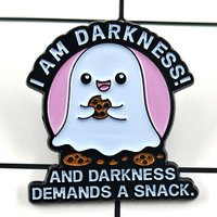 Funny Ghost Enamel Pin "I Am Darkness" Brooch Cute Cartoon Cookie Lapel Badges Gothic Dark Humor Jewelry Friends Backpack Gift