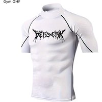 High Neck Men's Compression T-Shirt For Outdoor Training Fitness Gym Jogging Running Tight Elastic Breathable Sweatshirt Anime