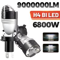 6800W H4 Bi LED Headlight Bulb Mini Projector Lens Canbus Super Bright 9000000LM 6000K Hi/Low Light Apply to Car&Motorcycle 12V
