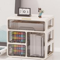 Desktop Organizer Box Office Desk Cosmetic Storage Drawer Style Plastic Rectangular Shape Simple Design for Dormitory Use