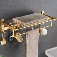 Aluminum Wall Mounted Gold Bath Towel Rack Active Bathroom Towel Holder Foldable Towel Shelf Bathroom Accessories