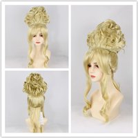 Europe Medieval Women Wig Gold Hair Vintage Baroque Cosplay Perform